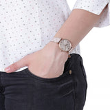 Buy Shop Emporio Armani Gianni T Bar Analog Silver Dial Beige Leather Strap Watch For Women - AR11127 USA Online