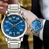 Buy Shop Emporio Armani Luigi Chronograph Blue Dial Silver Steel Strap Watch For Men - AR11132 USA Online