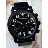 Buy Shop Emporio Armani Luigi Chronograph Black Dial Black Leather Strap Watch For Men - AR11133 USA Online