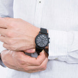 Buy Shop Emporio Armani Luigi Chronograph Black Dial Black Leather Strap Watch For Men - AR11133 USA Online