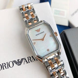 Buy Shop Emporio Armani Gianni T Bar Mother of Pearl Dial Two Tone Steel Strap Watch For Women - AR11146 USA Online
