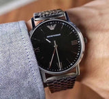 Buy Shop Emporio Armani Kappa Black Dial Silver Steel Strap Watch For Men - AR11152 USA Online