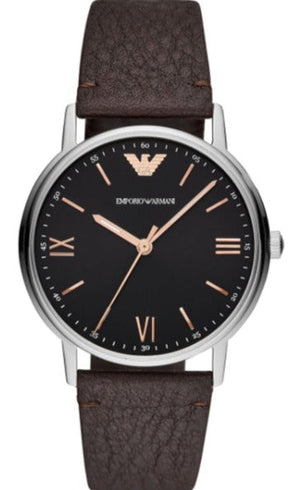 Buy Shop Emporio Armani Kappa Quartz Black Dial Brown Leather Strap Watch For Men - AR11153 USA Online