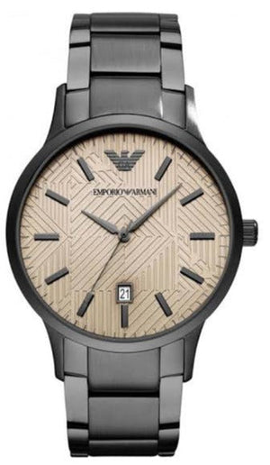 Emporio Armani Renato Quartz Beige Dial Grey Steel Strap Watch For Men - AR11183