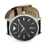 Buy Shop Emporio Armani Renato Analog Black Dial Black Leather Strap Watch For Men - AR11186 USA Online