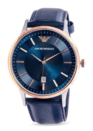 Buy Shop Emporio Armani Renato Analog Blue Dial Blue Leather Strap Watch For Men - AR11188 USA Online