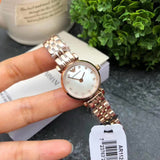 Buy Shop Emporio Armani Gianni T-Bar Mother of Pearl Dial Rose Gold Steel Strap Watch For Women - AR11203 USA Online