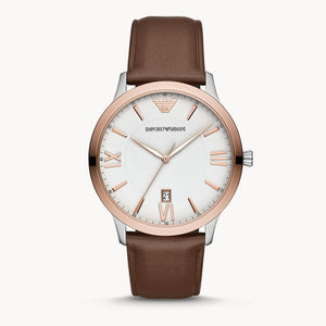 Buy Shop Emporio Armani Giovanni Quartz White Dial Brown Leather Strap Watch For Men - AR11211 USA Online