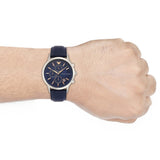 Buy Shop Emporio Armani Renato Chronograph Blue Dial Black Leather Strap Watch For Men - AR11216 USA Online