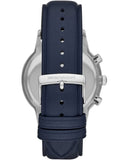 Buy Shop Emporio Armani Renato Chronograph Blue Dial Black Leather Strap Watch For Men - AR11216 USA Online