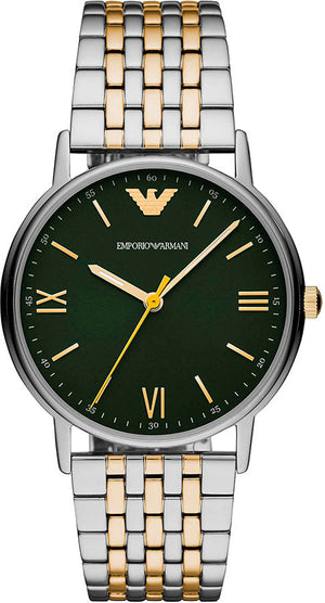 Buy Shop Emporio Armani Kappa Quartz Black Dial Two Tone Mesh Bracelet Watch For Men - AR11228 USA Online