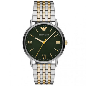 Buy Shop Emporio Armani Kappa Quartz Black Dial Two Tone Mesh Bracelet Watch For Men - AR11228 USA Online