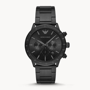 Buy Shop Emporio Armani Mario Chronograph Black Dial Black Steel Strap Watch For Men - AR11242 USA Online