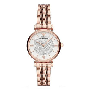 Buy Shop Emporio Armani T-Bar Gianni Crystal Pave Dial Rose Gold Steel Strap Watch For Women - AR11244 USA Online