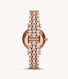 Emporio Armani T-Bar Gianni Crystal Pave Dial Rose Gold Steel Strap Watch For Women - AR11244