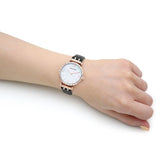Buy Shop Emporio Armani Gianni T-Bar Mother of Pearl Dial Black Leather Strap Watch For Women - AR11295 USA Online
