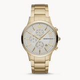 Emporio Armani Renato Chronograph White Dial Gold Steel Strap Watch For Men - AR11332