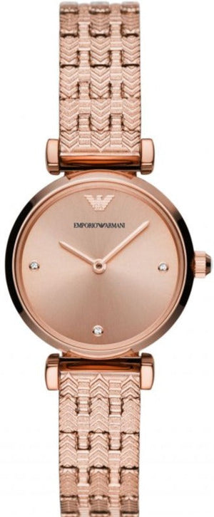 Buy Shop Emporio Armani Gianni T Bar Quartz Rose Gold Dial Rose Gold Steel Strap Watch For Women - AR11342 USA Online