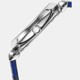 Buy Shop Emporio Armani Gianni T Bar Quartz Crystals Silver Dial Blue Leather Strap Watch For Women - AR11344 USA Online