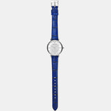 Buy Shop Emporio Armani Gianni T Bar Quartz Crystals Silver Dial Blue Leather Strap Watch For Women - AR11344 USA Online