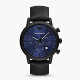 Buy Shop Emporio Armani Luigi Analog Blue Dial Black Leather Strap Watch For Men - AR11351 USA Online