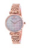 Buy Shop Emporio Armani Gianni T Bar Quartz Mother of Pearl Dial Rose Gold Steel Strap Watch For Women - AR11385 USA Online
