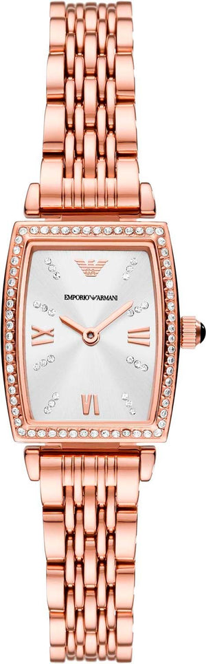 Buy Shop Emporio Armani Gianni T Bar Quartz Crystals White Dial Rose Gold Steel Strap Watch For Women - AR11406 USA Online