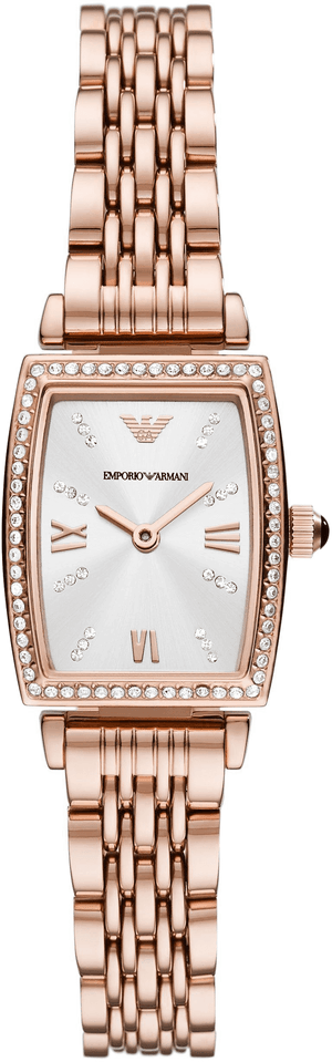 Buy Shop Emporio Armani Gianni T Bar Quartz Crystals White Dial Rose Gold Steel Strap Watch For Women - AR11406 USA Online
