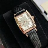 Buy Shop Emporio Armani Gianni T Bar Quartz White Dial Black Leather Strap Watch For Women - AR11408 USA Online