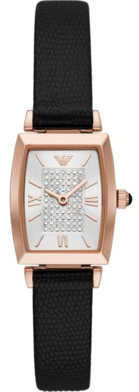 Buy Shop Emporio Armani Gianni T Bar Quartz White Dial Black Leather Strap Watch For Women - AR11408 USA Online