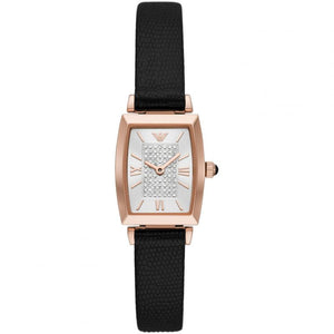 Buy Shop Emporio Armani Gianni T Bar Quartz White Dial Black Leather Strap Watch For Women - AR11408 USA Online
