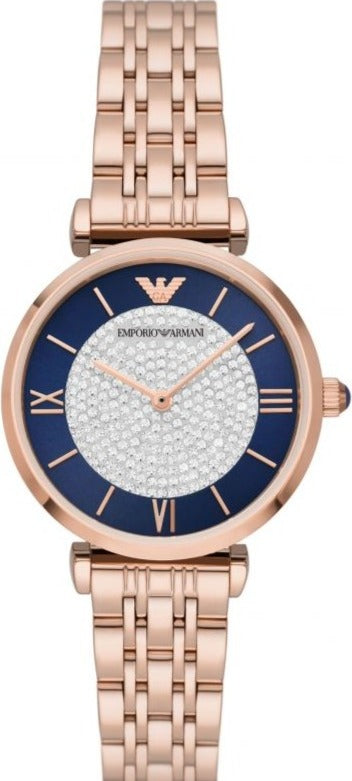 Buy Shop Emporio Armani Gianni T-Bar Quartz Crystals Black Dial Gold Steel Strap Watch For Women - AR11423 USA Online