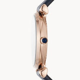 Buy Shop Emporio Armani Gianni T-Bar Quartz Blue Dial Blue Leather Strap Watch for Women - AR11424 USA Online