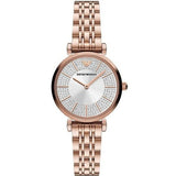 Buy Shop Emporio Armani Gianni T-Bar Crystals Silver Dial Rose Gold Steel Strap Watch For Women - AR11446 USA Online