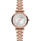 Buy Shop Emporio Armani Gianni T-Bar Crystals Silver Dial Rose Gold Steel Strap Watch For Women - AR11446 USA Online