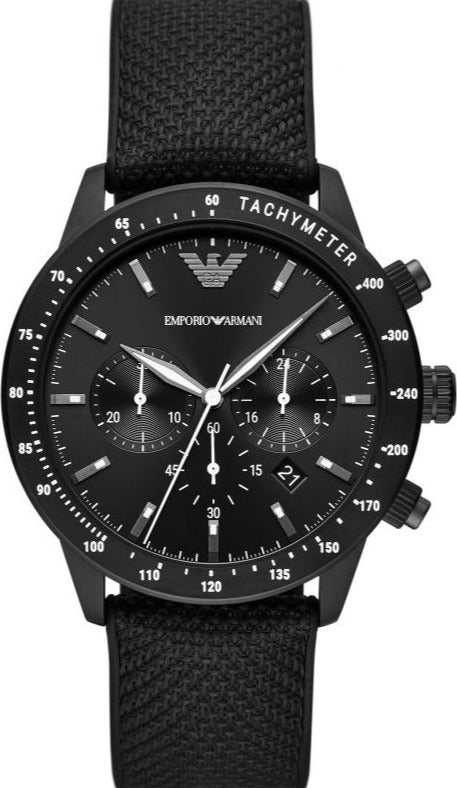 Buy Shop Emporio Armani Mario Chronograph Quartz Black Dial Black Nylon Strap Watch For Men - AR11453 USA Online