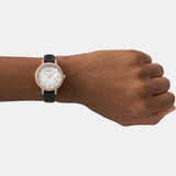 Buy Shop Emporio Armani Cleo Three-Hand Mother of Pearl Dial Black Leather Strap Watch For Women - AR11485 USA Online