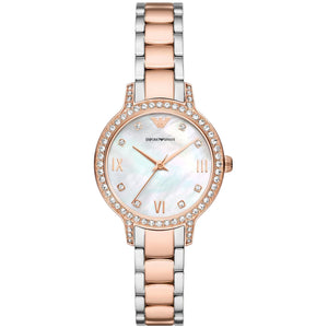 Buy Shop Emporio Armani Cleo Mother of Pearl Dial Two Tone Steel Strap Watch For Women - AR11499 USA Online