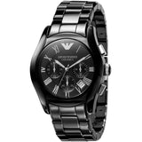 Emporio Armani Valente Chronograph Black Dial Black Ceramic Strap Watch For Men - AR1400