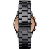 Emporio Armani Valente Ceramica Chronograph Black Dial Black Steel Strap Watch For Men - AR1410