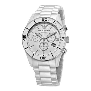 Buy Shop Emporio Armani Ceramic Chronograph White Dial White Ceramic Strap Watch For Men - AR1424 USA Online