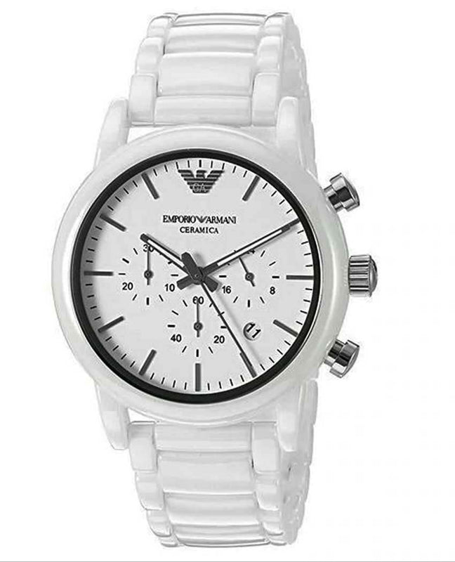 Buy Shop Emporio Armani Luigi Chronograph Ceramic White Dial White Ceramic Strap Watch For Men - AR1499 USA Online