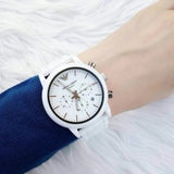 Buy Shop Emporio Armani Classic Chronograph White Dial White Rubber Strap Watch For Men - AR1054 USA Online