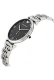 Emporio Armani Retro Black Dial Silver Steel Strap Watch For Men - AR1676