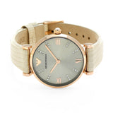 Buy Shop Emporio Armani Gianni T Bar Gunmetal Dial Beige Leather Strap Watch For Women - AR1681 USA Online