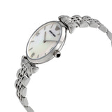 Emporio Armani T Bar Mother of Pearl Dial Steel Strap Watch For Women - AR1682