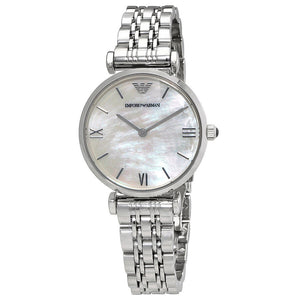 Buy Shop Emporio Armani Gianni T Bar Mother of Pearl Dial Silver Steel Strap Watch For Women - AR1688 USA Online