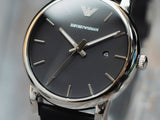 Buy Shop Emporio Armani Classic Quartz Black Dial Black Leather Strap Watch For Men - AR1692 USA Online