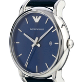 Buy Shop Emporio Armani Classic Quartz Blue Dial Black Leather Strap Watch For Men - AR1731 USA Online