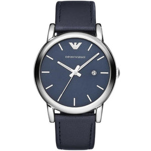 Buy Shop Emporio Armani Classic Quartz Blue Dial Black Leather Strap Watch For Men - AR1731 USA Online